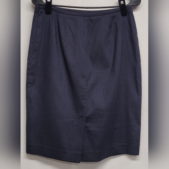 Ann Taylor 4 Blue Pinstriped Pencil Skirt Lined Hidden Side Zipper & Hook New - Picture 3 of 6